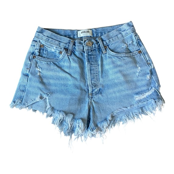 AGOLDE Parker Cut Off Denim Shorts Swapmeet Sz 25 100% Cotton A026 - Picture 1 of 6